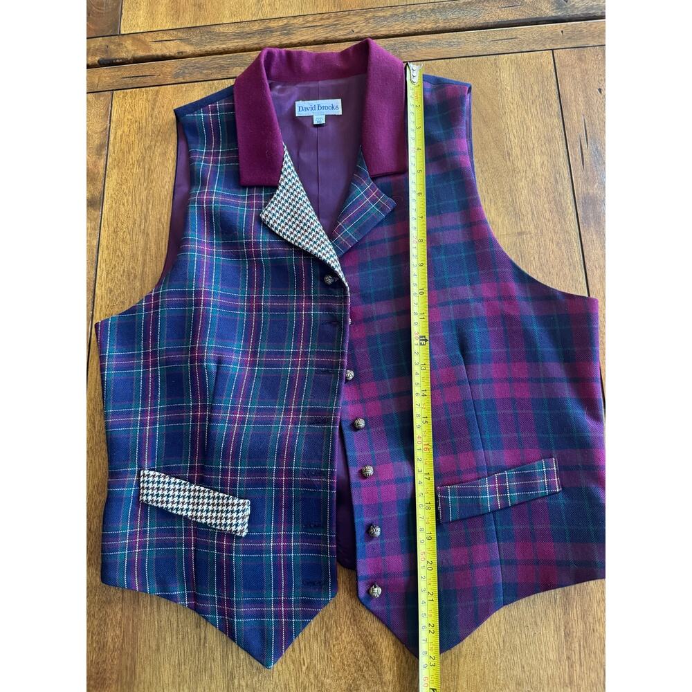 Vintage David Brooks Plaid Wool Vest Size 10 100 percent wool - Picture 9 of 11